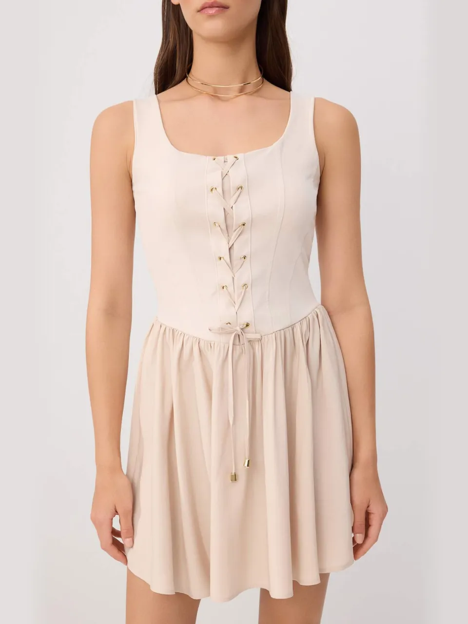 Trendyol TRENDYOLMİLLA Dames Beige Effen Midi Mouwloos Bodycon Jurken, foto 2
