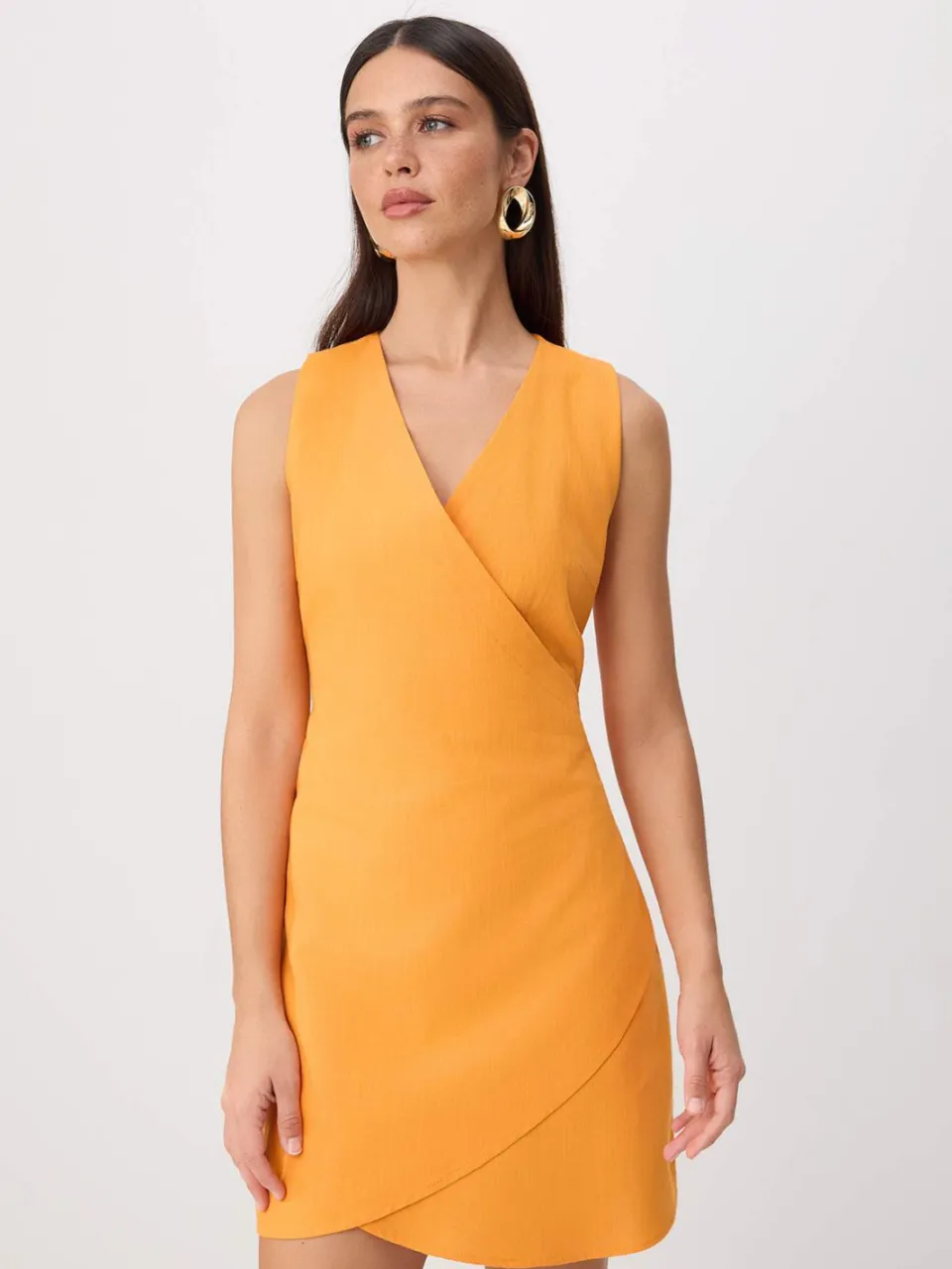 Trendyol TRENDYOLMİLLA Dames Oranje Effen Kort / Mini Mouwloos A-lijn Jurken, foto 2