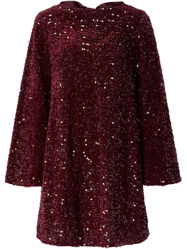 Pieces PCKAM LS DEEP BACK BOW DRESS JRS NOOS BC - Dames - Mini jurken Tawny Port