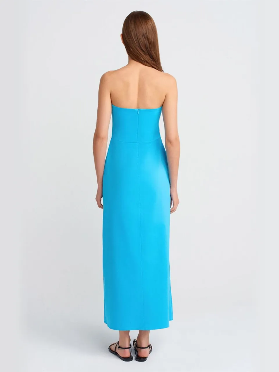 Dilvin Strapless Aansluitende Midi-jurk met Splits blauw, foto 2