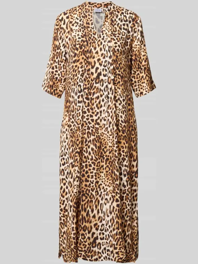 Emily Van den Bergh Tunikajurk van viscose in all-over look lichtbruin, foto 2