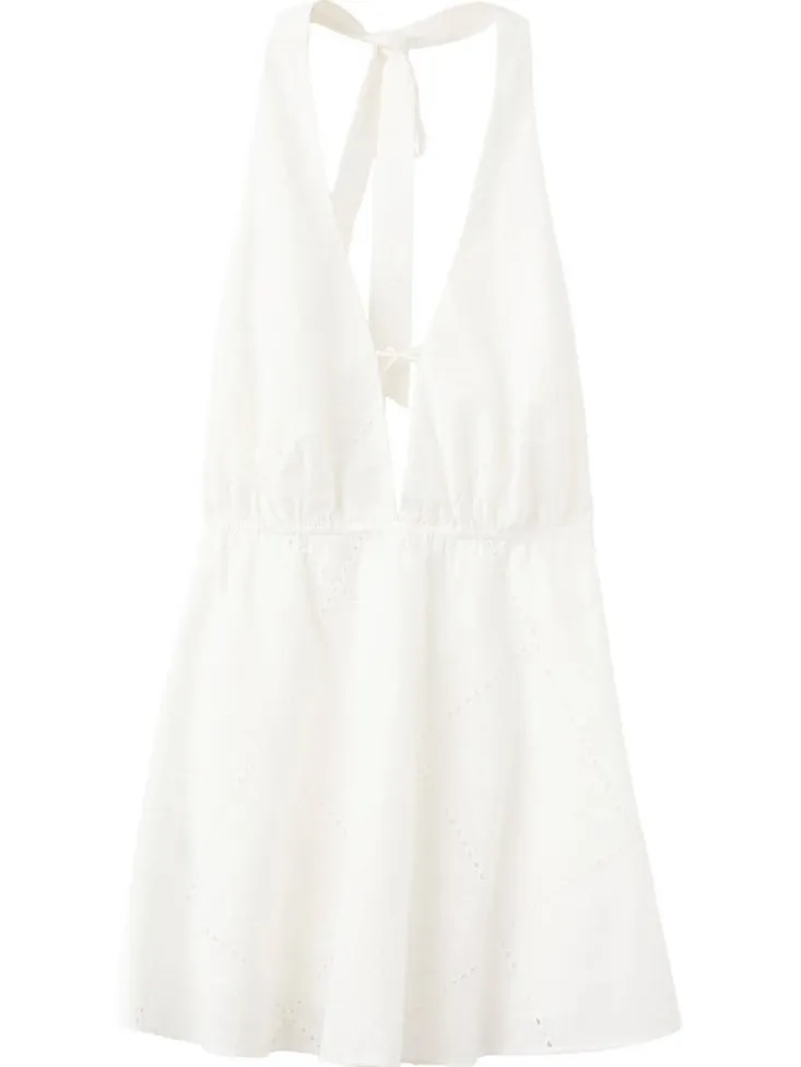 Mango halter broderie jurk - wit, foto 2