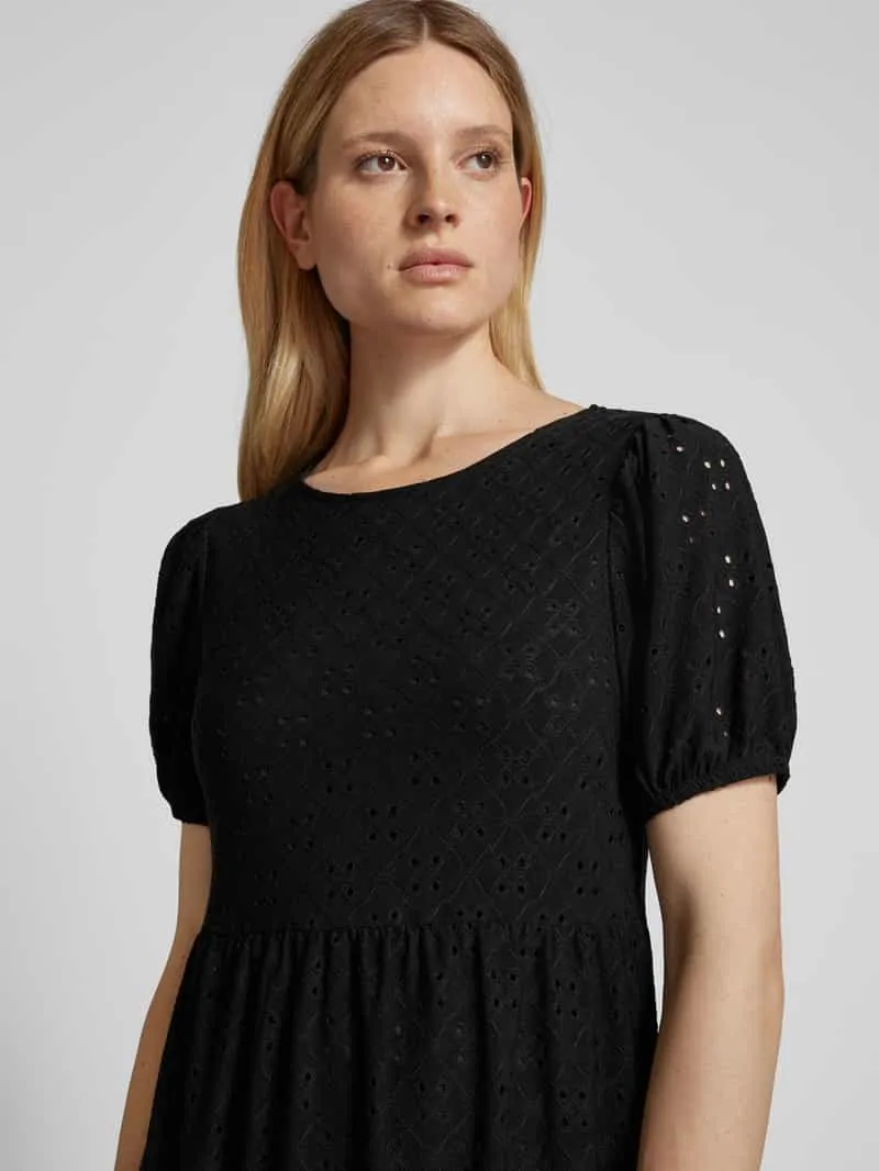 Pieces Mini-jurk met broderie anglaise zwart, foto 4