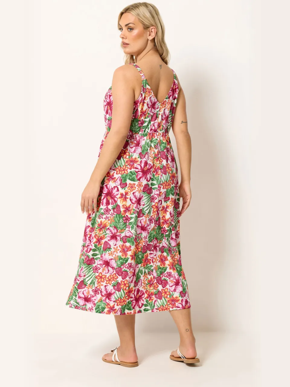 Yours Roze Tropische Midijurk Met Keyholedetail-60, foto 2