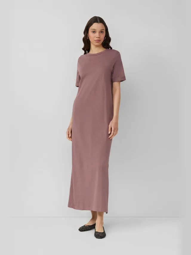 QS female - maxi jersey jurk oudroze