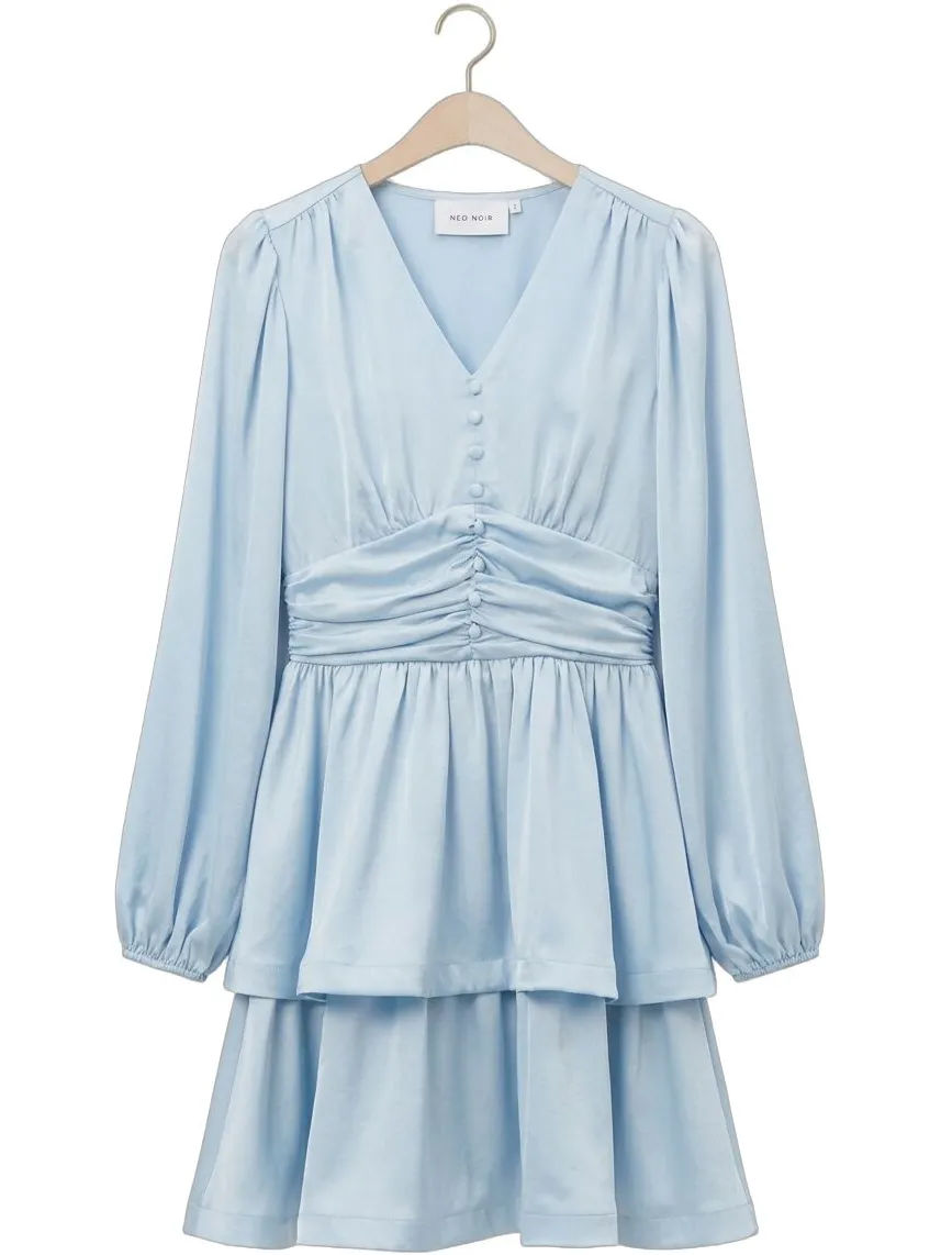 NEO NOIR Dames Jurken Rivana Heavy Sateen Dress - Lichtblauw, foto 2