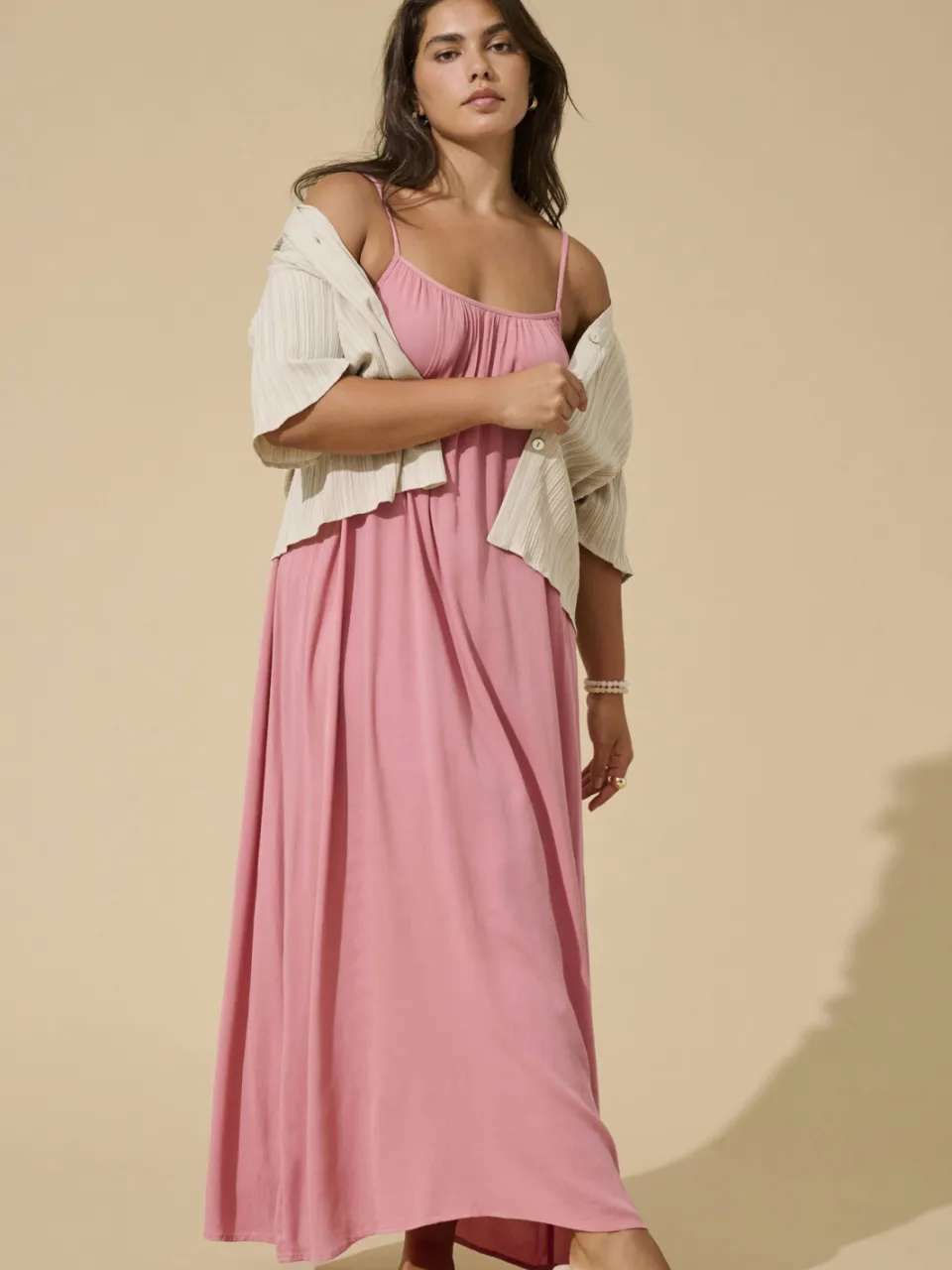 Only Carmakoma maxi zomerjurk Plus Size - roze, foto 3