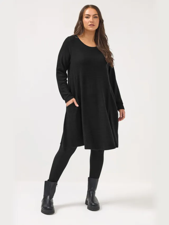 Yours Zwarte Soft Touch Pocket Jurk Black