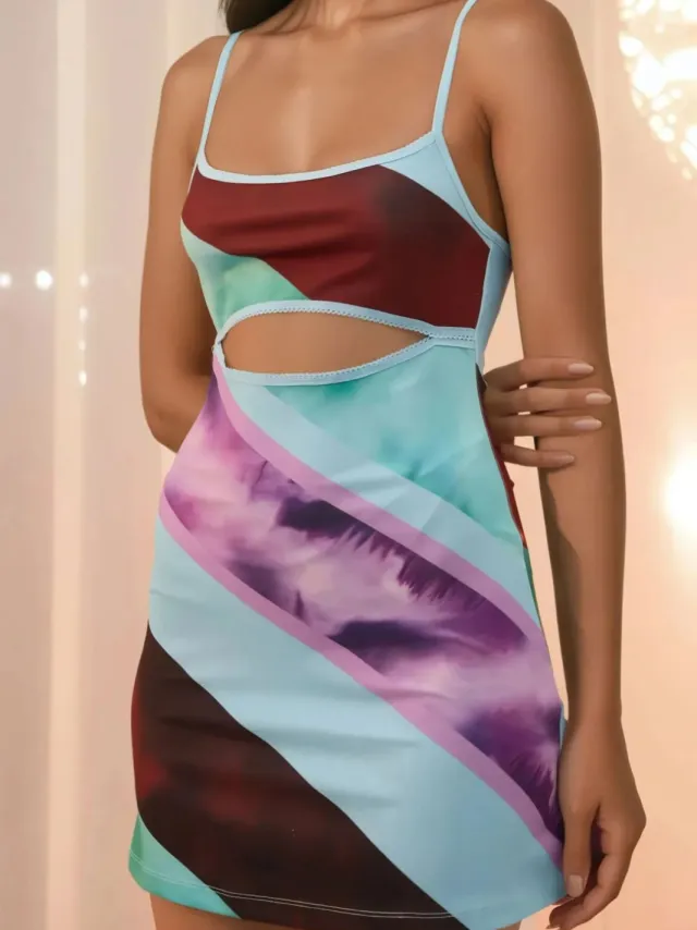 Hiccup Uitsnijdetail Kleurige Mini-jurk Veelkleurig