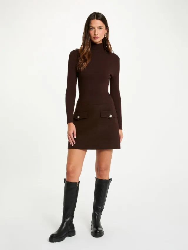 Morgan fitted mini dress 242-Regoya dark brown - Maat : 40 Bruin