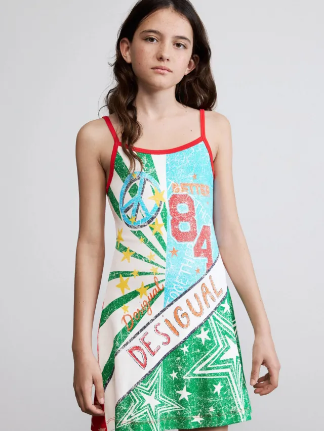 Desigual korte zomerjurk met print - rood Rood/blauw/wit