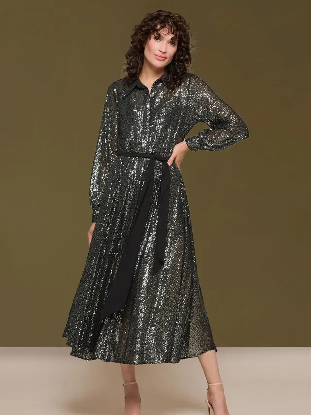 Mart Visser Kelly Jurk Donker Metallic Grijs