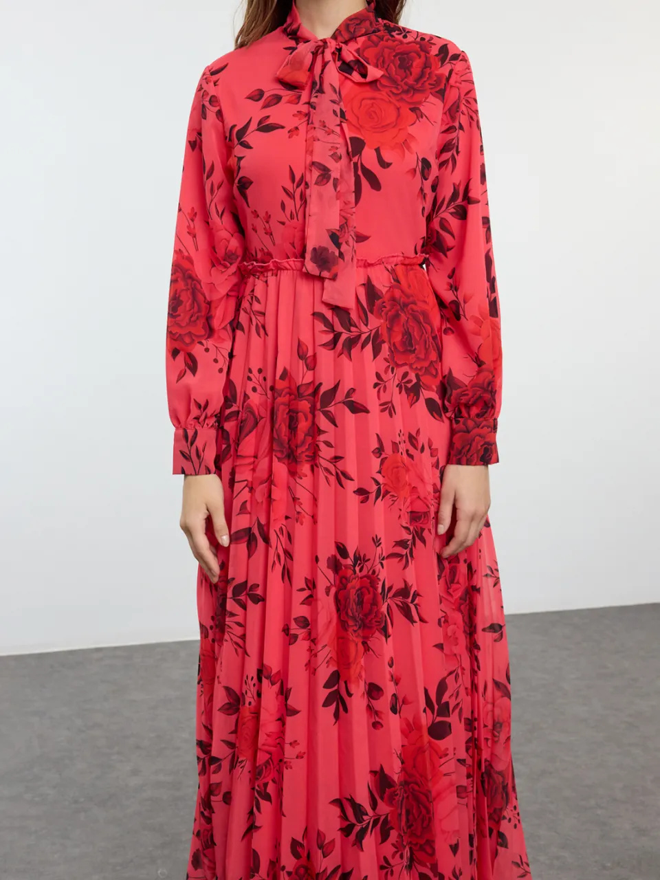 Turkishsouq Roze maxi-jurk met bloemenprint voor dames, lange casual/dagelijkse jurk met hijab., foto 2