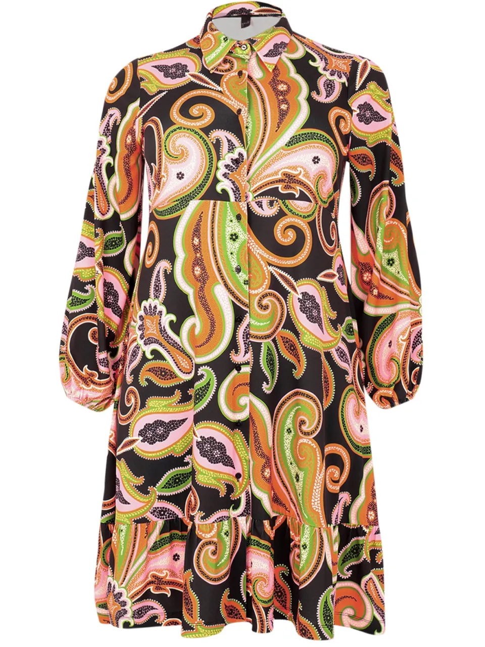 Yoek Jurk met ruches PAISLEY | Zwart, foto 3