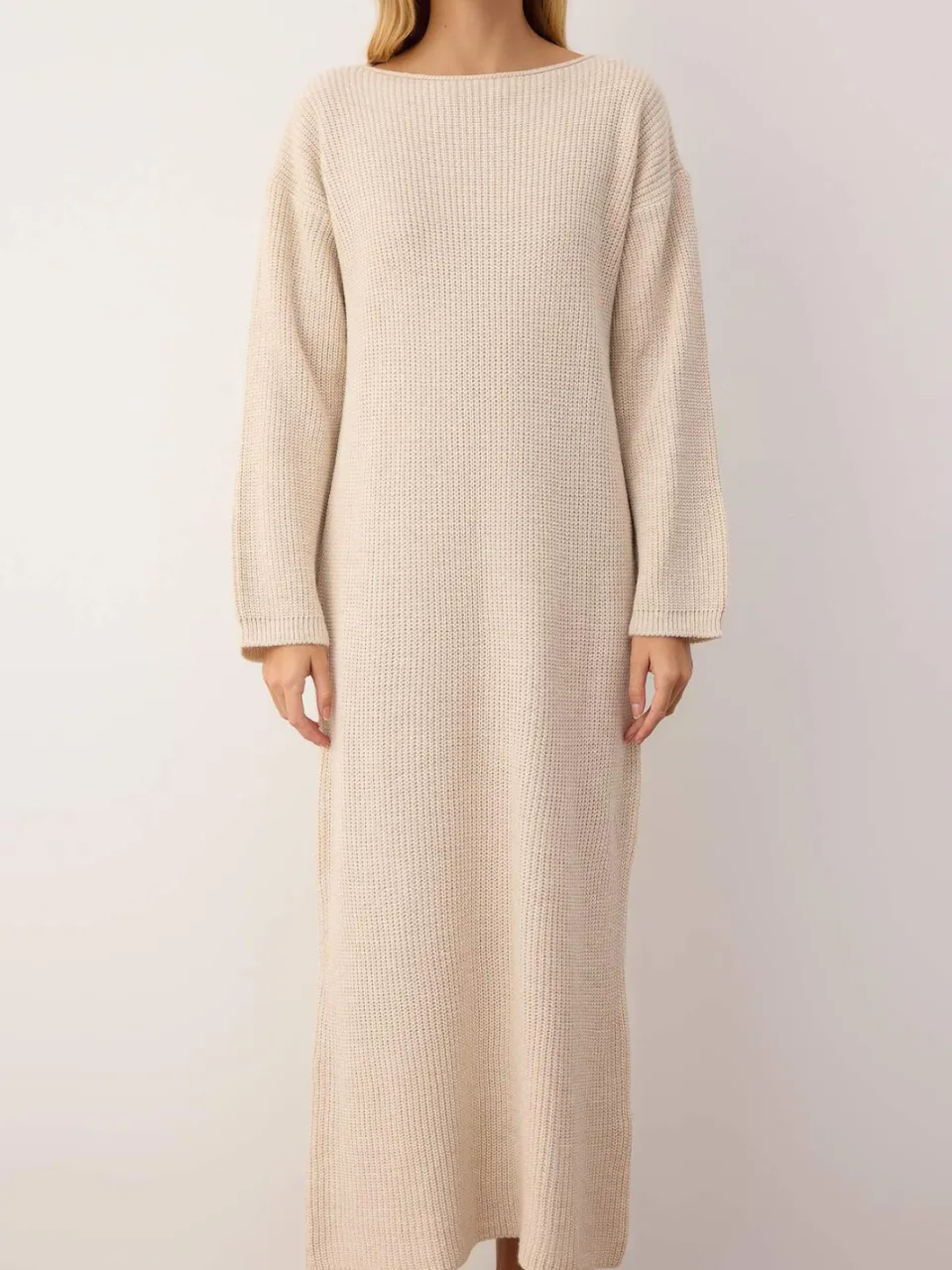Trendyol TRENDYOLMİLLA Dames Beige Effen Maxi Lang Casual Recht Jurken, foto 2
