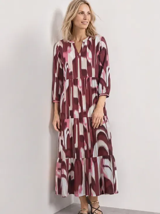 Street One Midi-jurk met gespleten hals in etnische look Rood