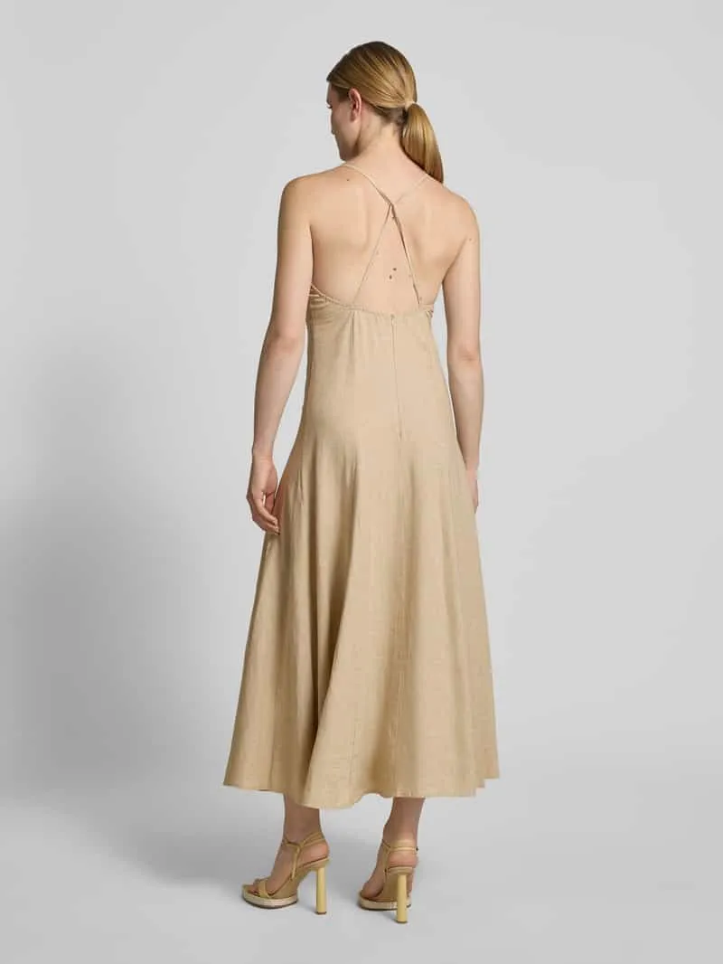 Rinascimento regular fit linnen jurk met viscose beige, foto 3
