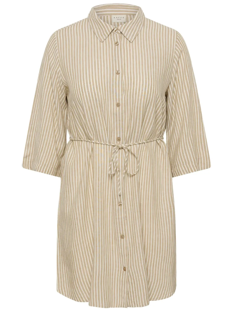Kaffe Curve blousejurk met krijtstreep beige, foto 2
