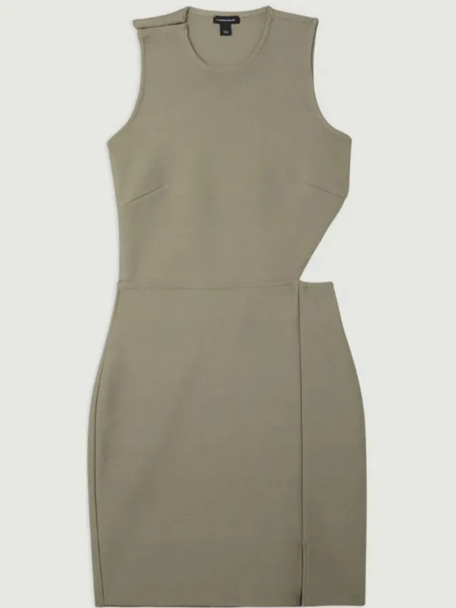 Karen Millen Petite Khaki Mini Jurk - S - Polyester & Elastan