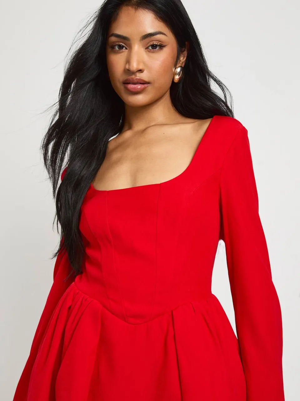 boohoo Dames Gestructureerde Corset Skaterjurk rood, foto 4