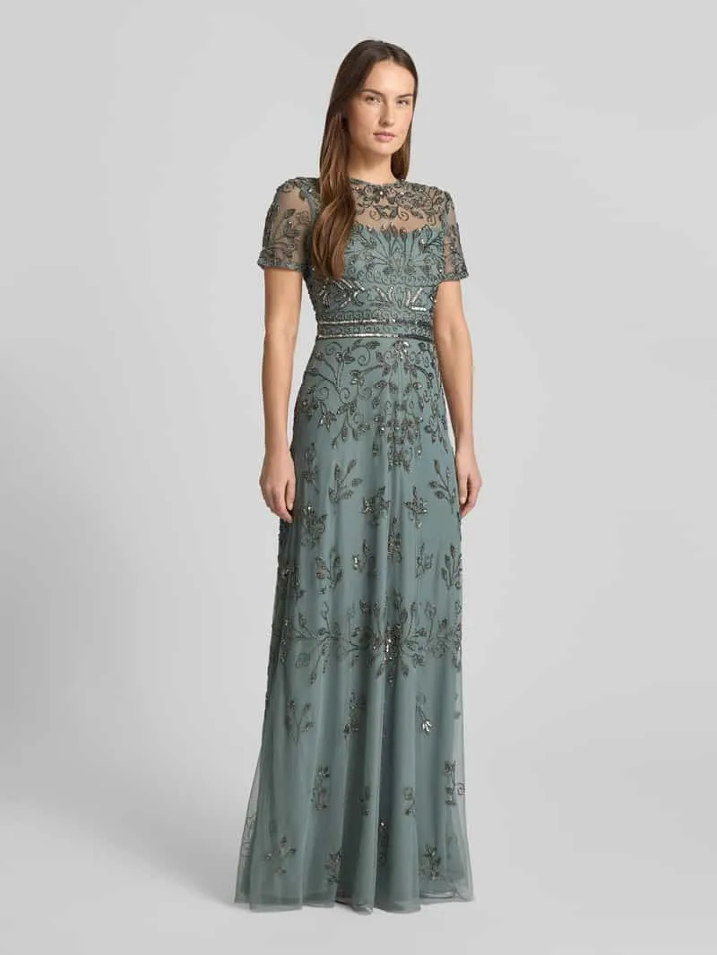 Lace & Beads Avondjurk met siergarnering Mintgroen