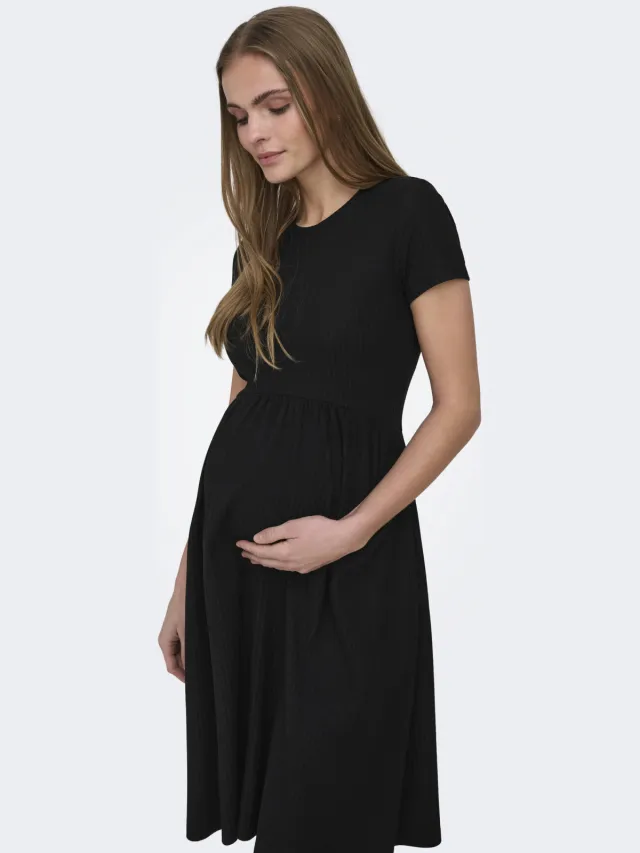 Only MATERNITY zwangerschaps midi jurk zwart, foto 2