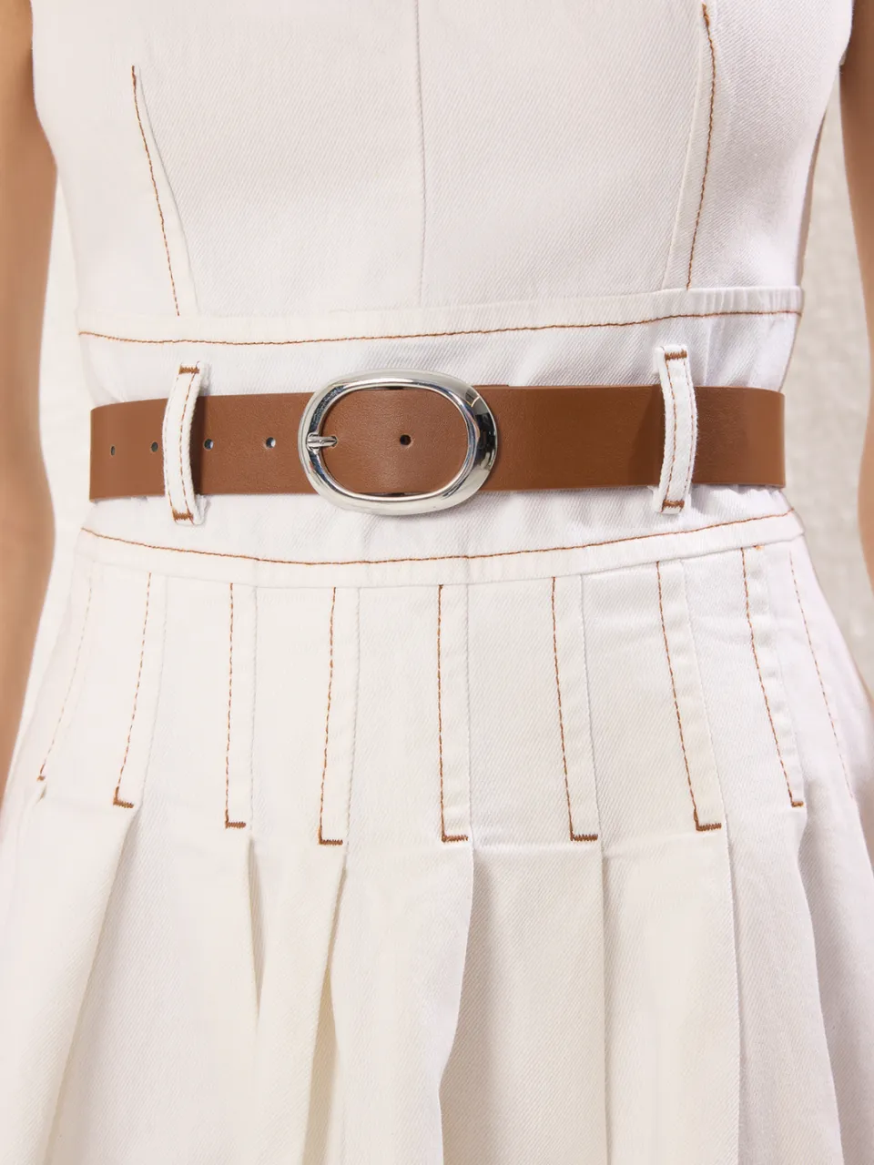 Trendyol TRENDYOLMİLLA Dames Ecru Effen Kort / Mini Mouwloos Casual A-lijn Jurken, foto 2