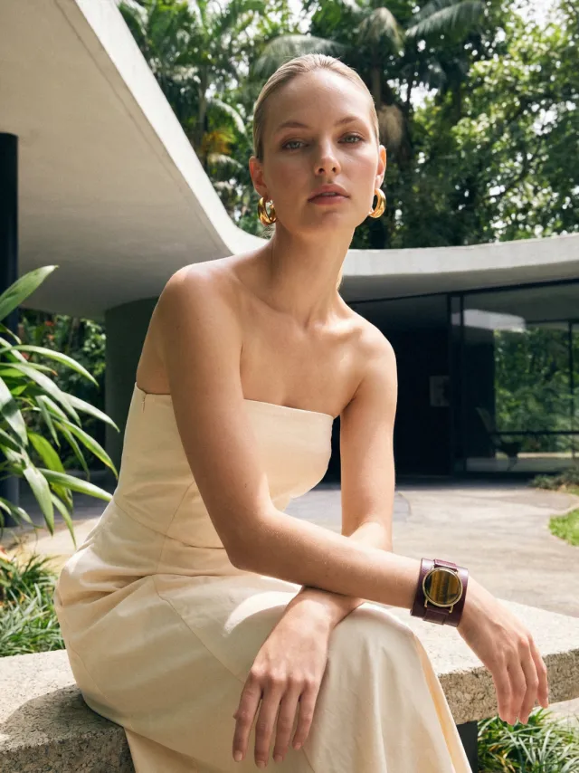 Trendyol TRENDYOLMİLLA Dames Beige Effen Midi Mouwloos A-lijn Jurken, foto 2