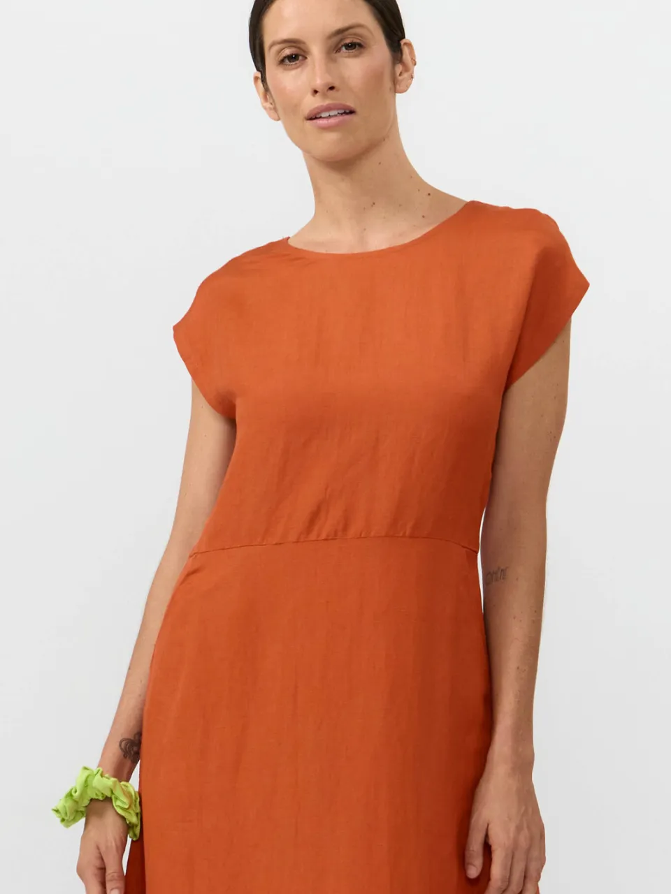SUITE13LAB dames vegan Midi Jurk Tinto Henna donkeroranje, foto 2