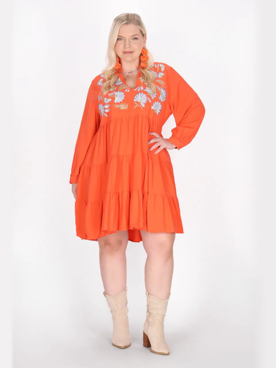IZIA Grote maten jurk vrouwen oranje