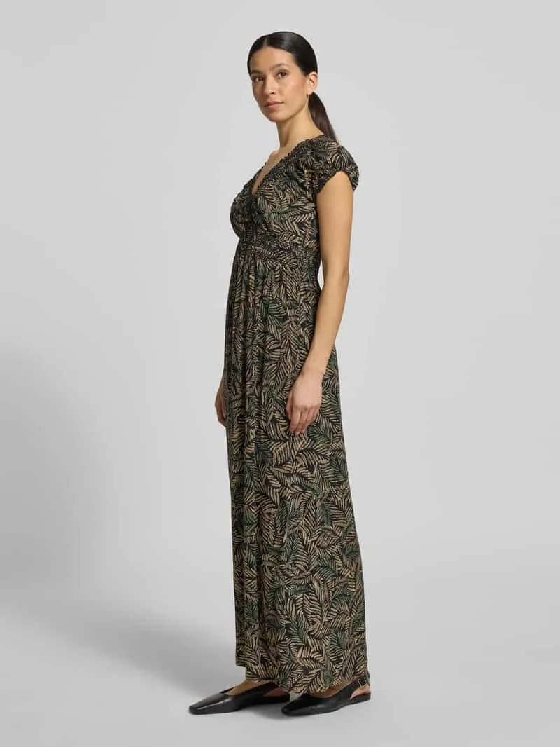 Apricot maxi-jurk van viscose met V-hals zwart, foto 3