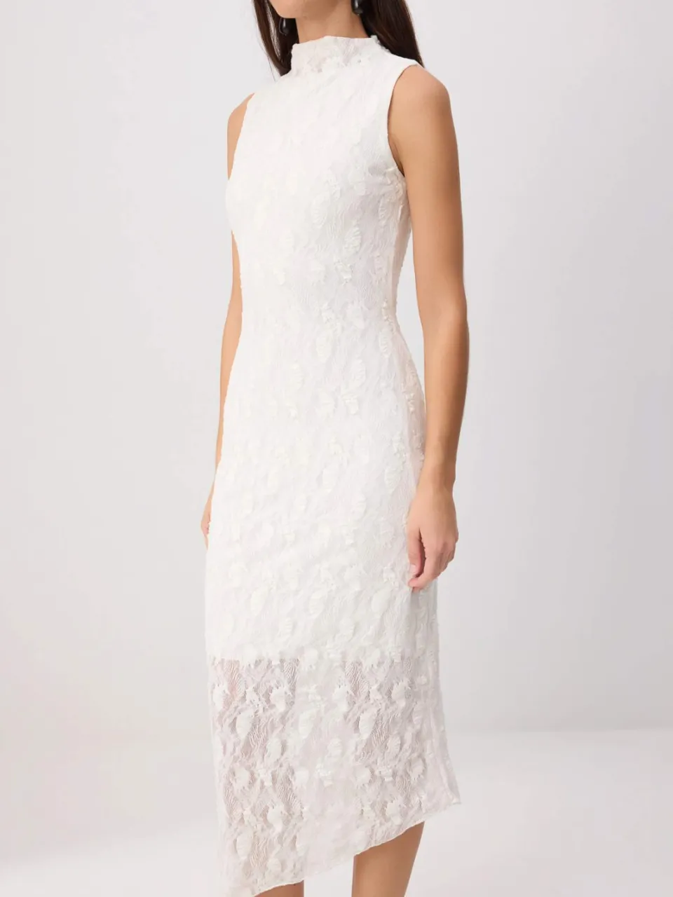 Trendyol TRENDYOLMİLLA Dames Ecru Effen Maxi Mouwloos Bodycon Jurken, foto 2