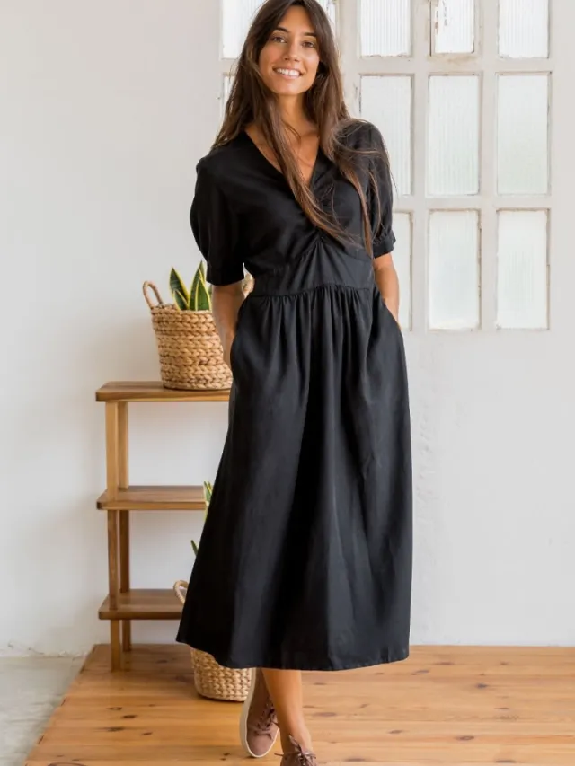 TWOTHIRDS dames vegan Jurk Vanavana Zwart