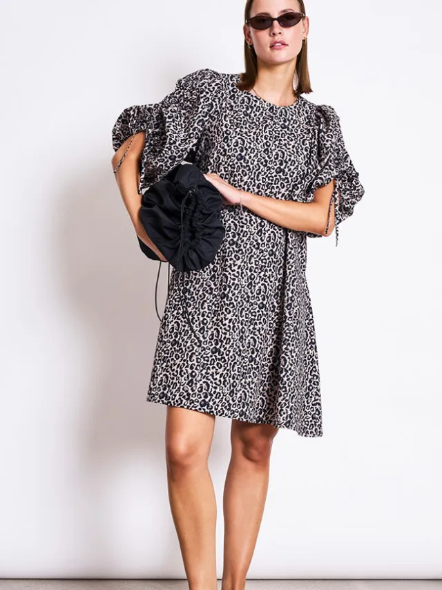 JAN N JUNE dames vegan Minijurk Malus Luipaardprint Zwart