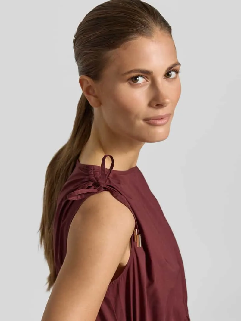 Christian Berg Woman Midi-jurk in laagjeslook met ronde hals chocoladebruin, foto 5