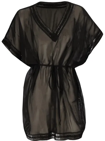 Sarlini Dames tuniek strandjurk polyester chiffon effen zwart