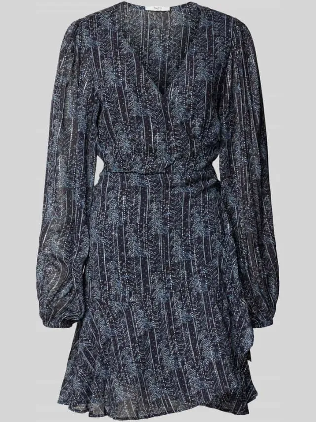Pepe Jeans Nauwsluitende wikkeljurk met details van effectgaren, model 'MAISA' blauw, foto 2