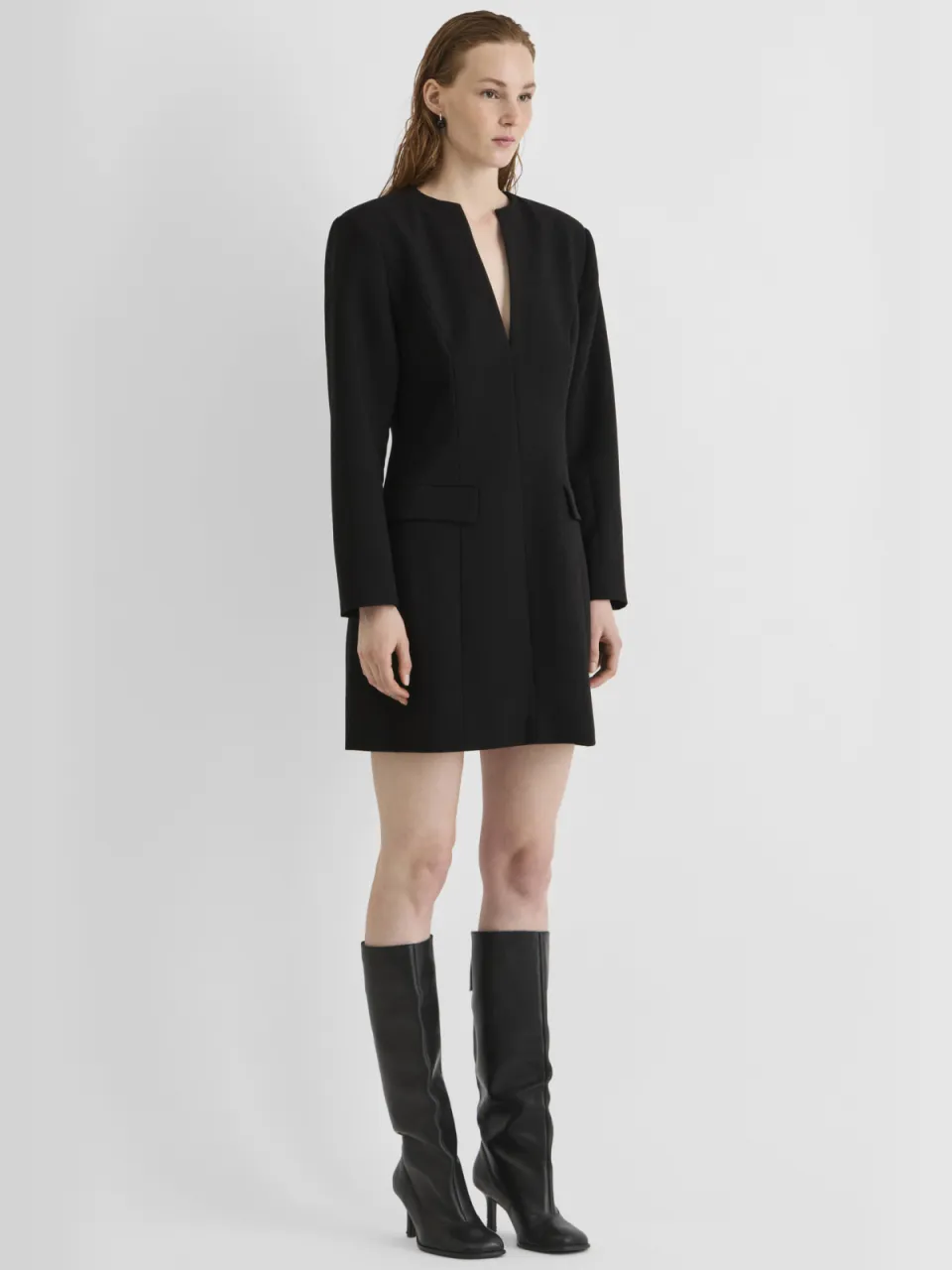 Rouge Edit mini jurk met split zwart, foto 4
