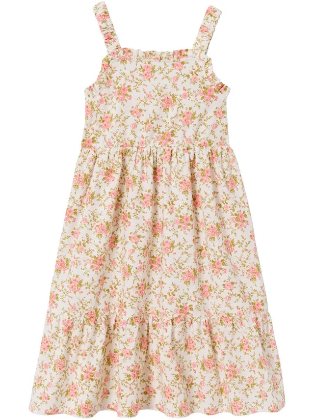vertbaudet Midi-jurk met bloemenprint ecru