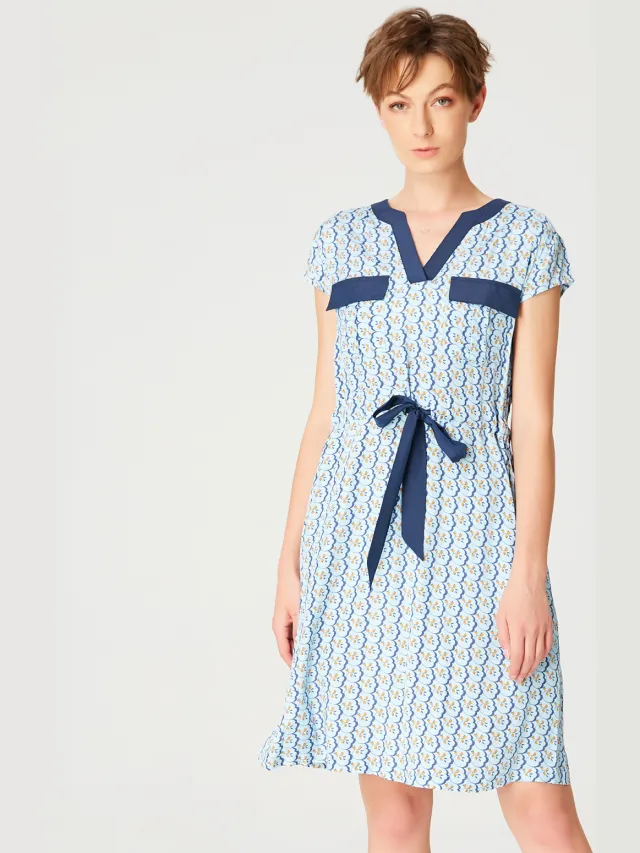 Smart & Joy Tuniekjurk met trekkoordriem en geometrische print Hemelsblauw