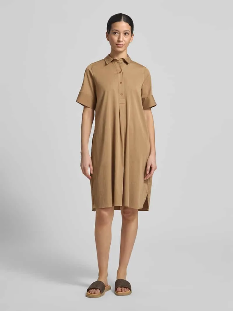 Milano Italy Knie-lang overhemdjurk met knoopsluiting Cognac