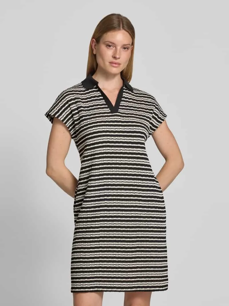 Opus relaxed fit jurk in tricotlook model 'Wary' Zwart