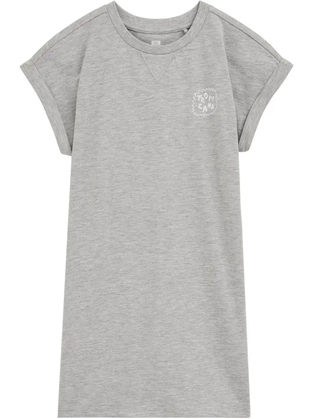 WE Fashion Meisjes T-shirt jurk met print Blended light grey
