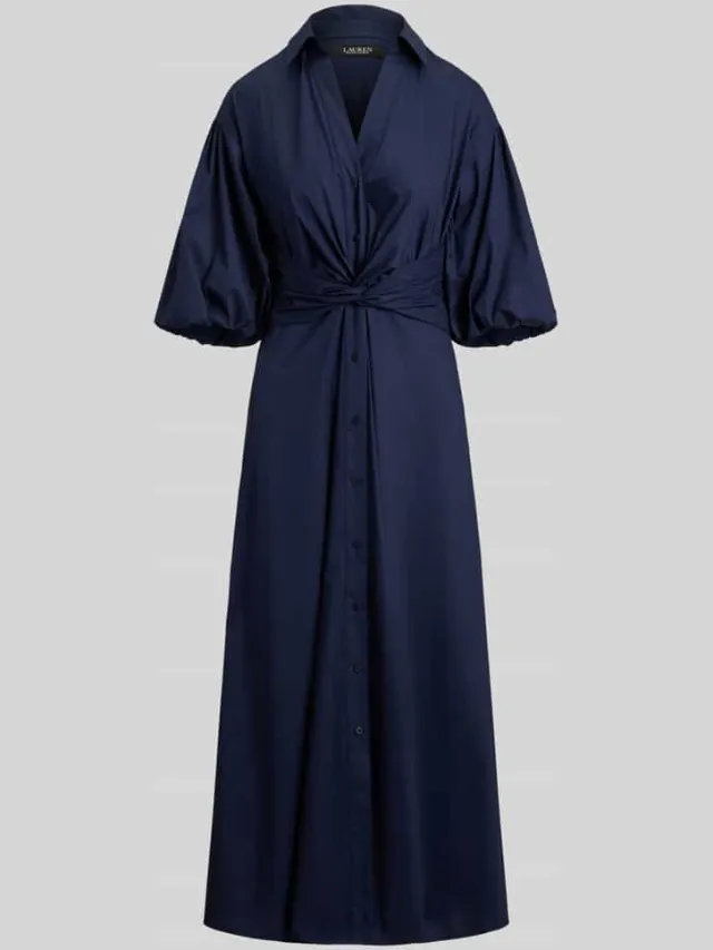 Lauren Ralph Lauren vrijetijdsjurk in a-lijn van katoenmix marineblauw, foto 2