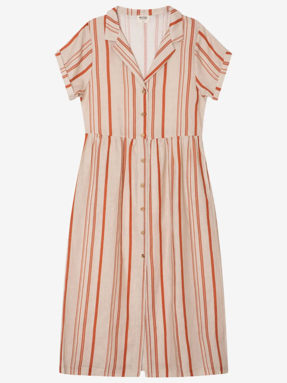 MATONA dames vegan Jurk Collared Dress Gestreept oranje, foto 2