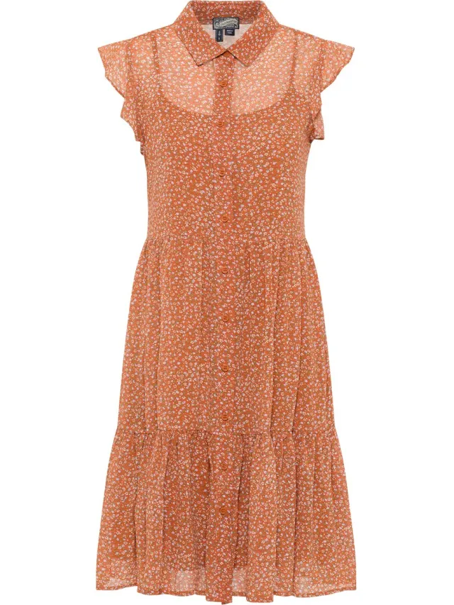 DREIMASTER Blouse jurk Oranje Veelkleurig