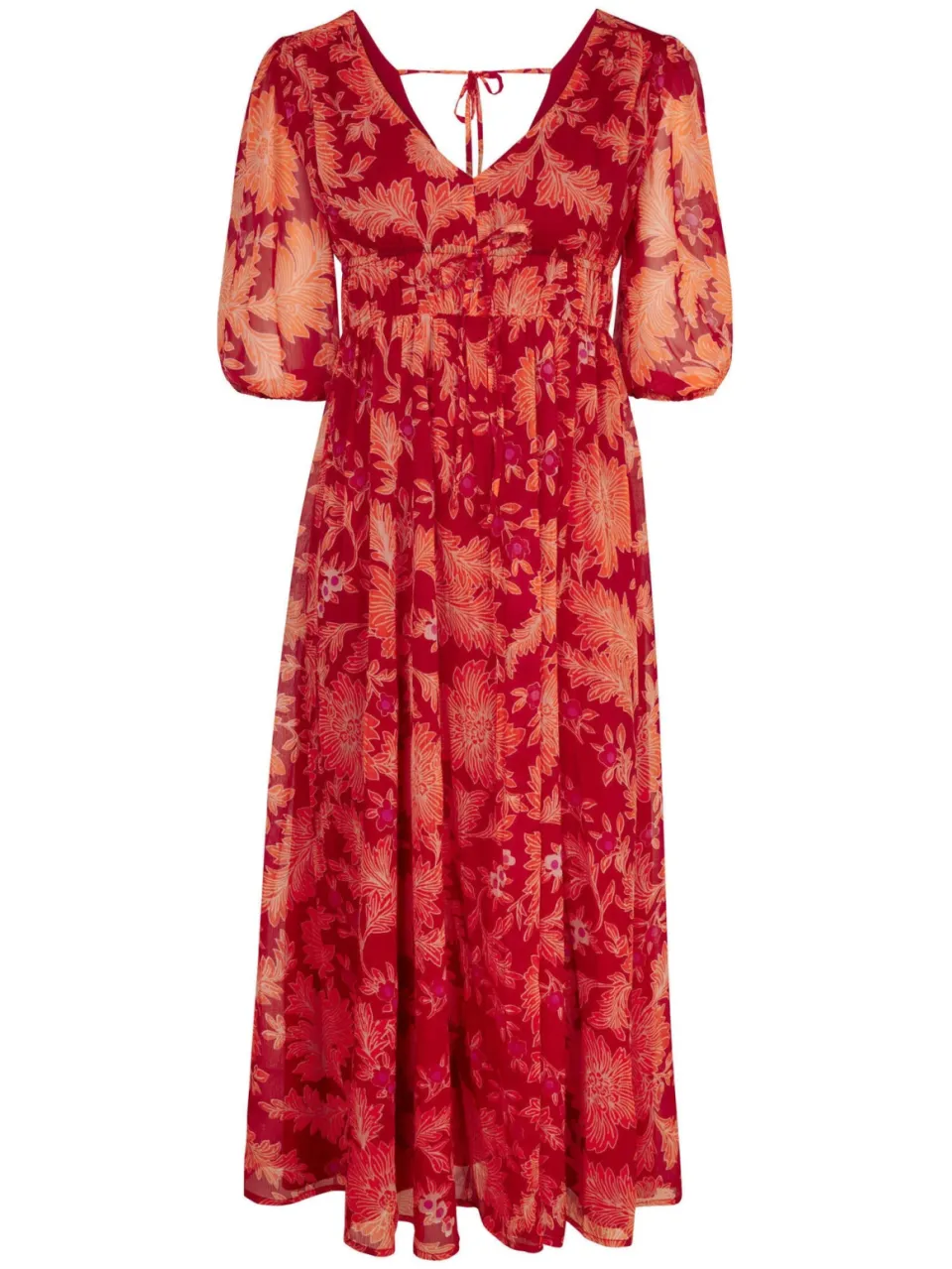 Miss Etam gebloemde maxi jurk - rood, foto 2