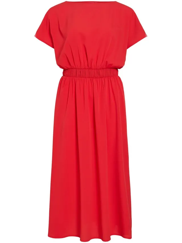Vila maxi-jurk VIMATHILDE korte mouwen Mars Red