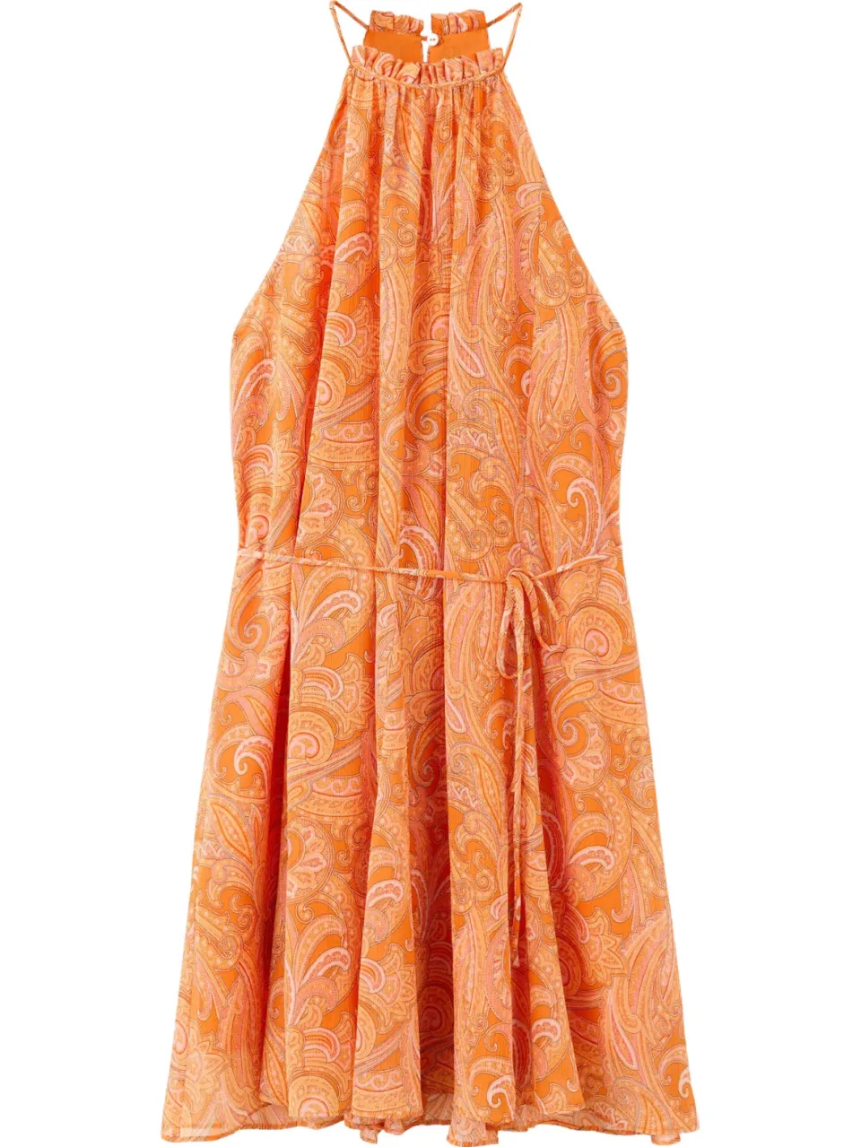 Mango korte halterjurk met open rug en paisley - oranje, foto 2