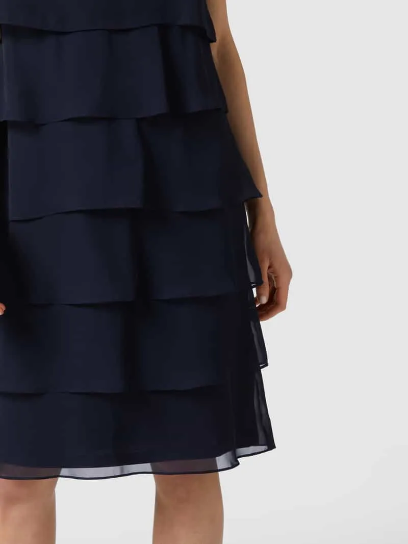 Vera Mont Cocktailjurk van chiffon in laagjeslook donkerblauw, foto 3